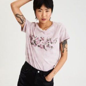 american eagle embroidered roll sleeve tie-dye tee